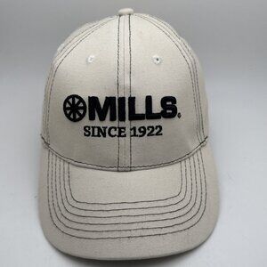 Mills Hat Cap Baseball Cap Mens Beige With Black Logo GR43